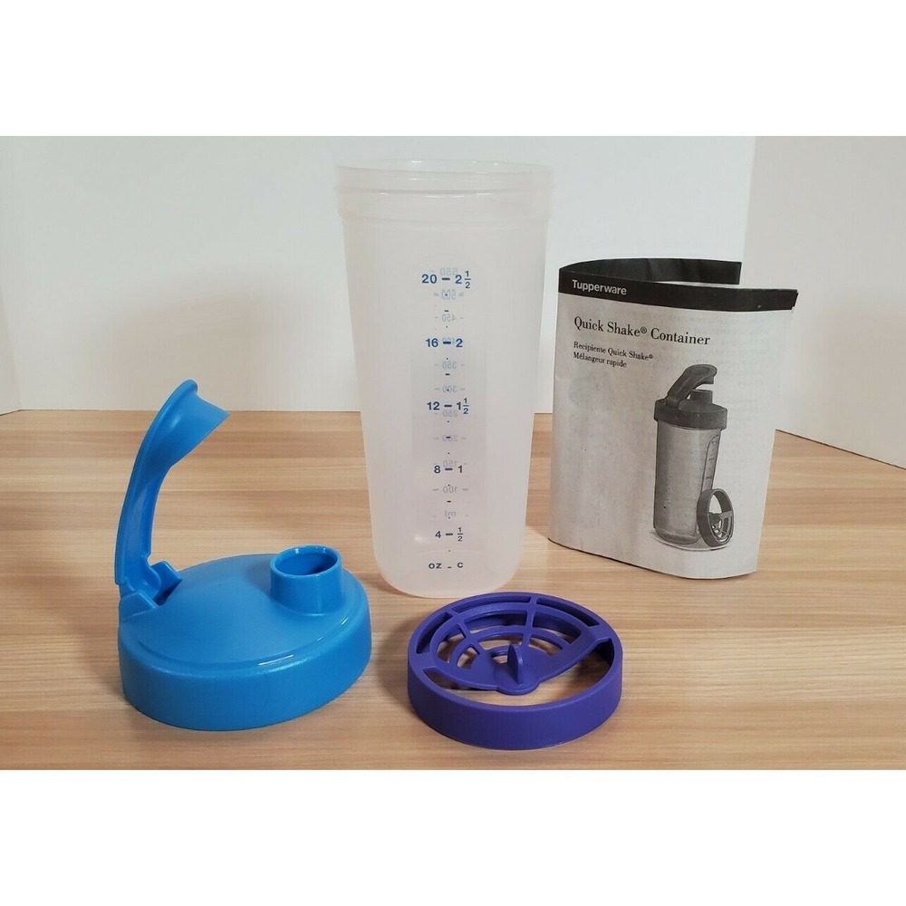 TUPPERWARE QUICK SHAKE CONTAINER SHAKER BLENDER 2 1/2CUP 600mL FLIPTOP‎ BLUE NEW